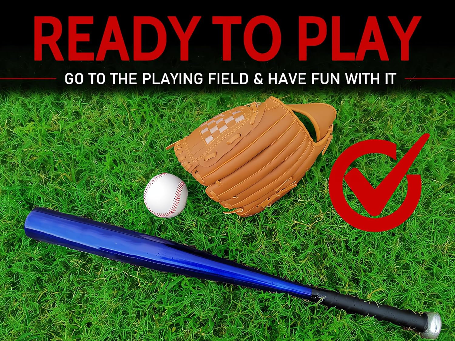 Softball Baseball Bat Set with Glove and Balls - 25 Inch/63Cm Aluminum Bat for Pickup Games and Batting Practice