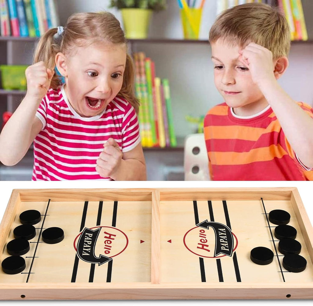 - Test Your Speed and Accuracy with This Fast-Paced Wooden Air Hockey Desktop Battle Board Game - Guaranteed Fun Gifts for Family Night or Friends Party