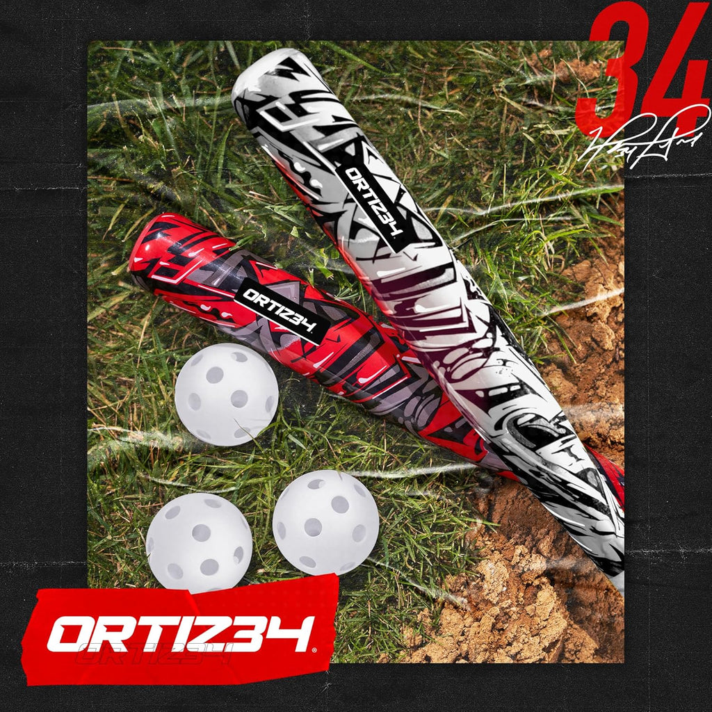 Grand Slam Set- Graffiti Plastic Bat, David Ortiz Backyard Baseball Set with 3 Balls, 4 Throw down Bases