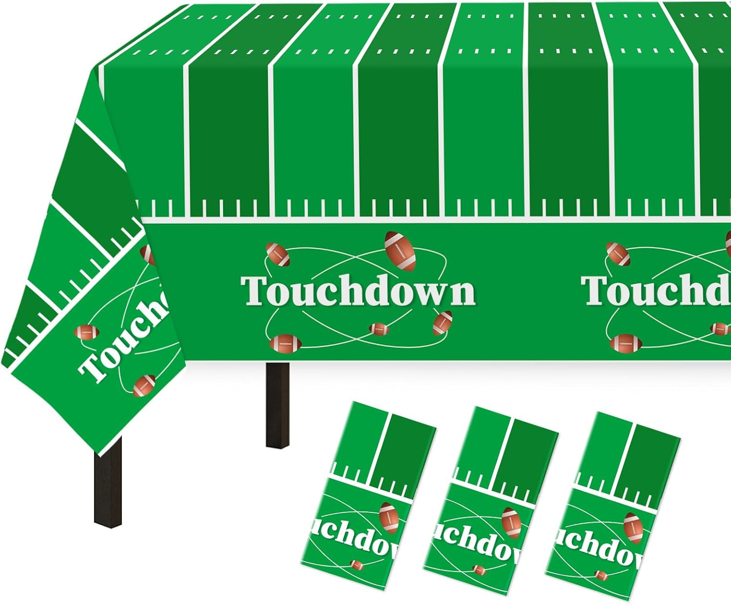Football Party Decorations,3 Pack Football Tablecloth Disposable Plastic Tablecloth 54" X 108" Plastic Table Cloth for Rectangle Tables,Birthday Party Decor,Parties Supplies for Home,Dinner