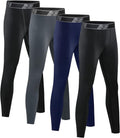 4 Pack Youth Boy’S Compression Pants Leggings Tights Athletic Base Layer under Pants Gear for Football Sports