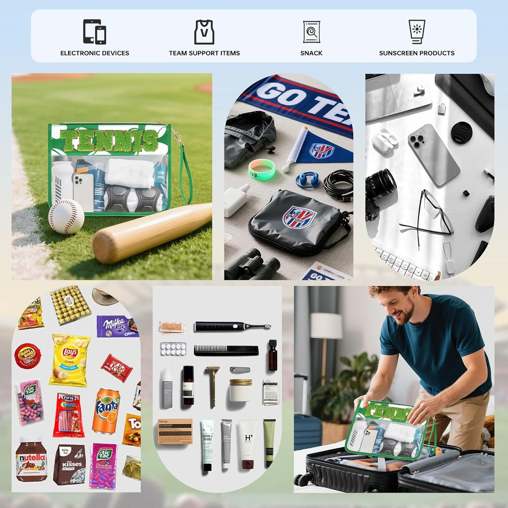 Baseball Gift Bags Baseballs Treat Bags Team Gifts Clear Chenille Letter Zipper Pouch Accessories Stuff Sport Portable