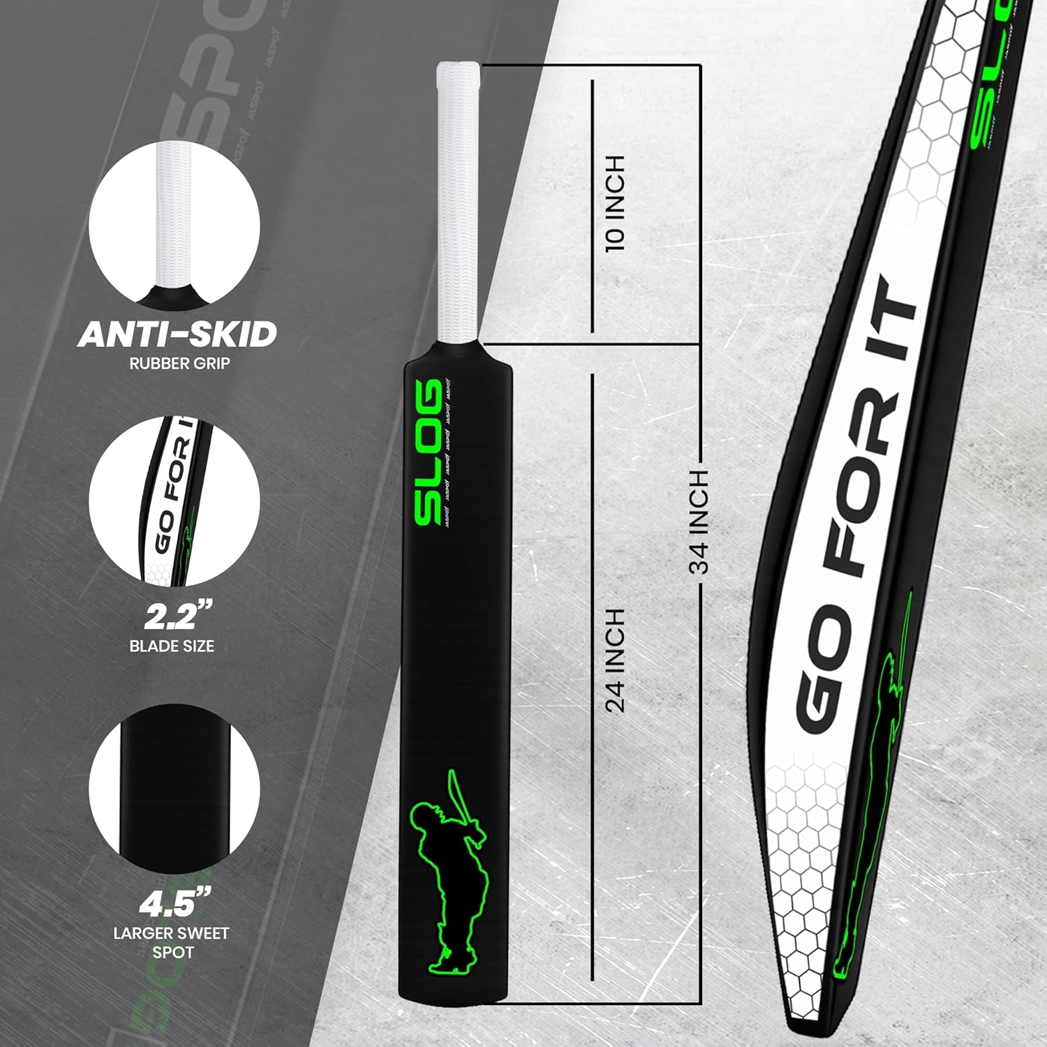 SLOG Plastic Tennis Cricket Bat Full Size Bat (34” X 4.5” Inch) for All Age Group (SLOG Cricket BAT) (SLOG)