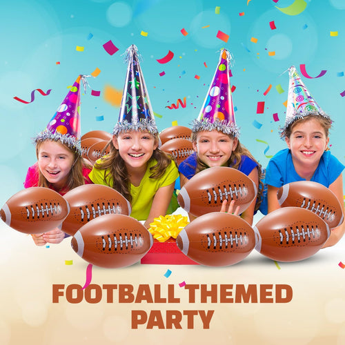 12-Pack 16" Inflatable Footballs for Football Party Decorations & Party Favors – Blow-Up Sports-Themed Beach Balls for Game Day & Birthday Supplies, Goodie Bag Stuffers