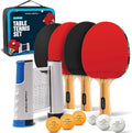Portable Ping Pong Set with Retractable Ping Pong Net for Any Table, All-In-One Table Tennis Set with Ping Pong Paddles, Balls & Case, Table Top Family Game