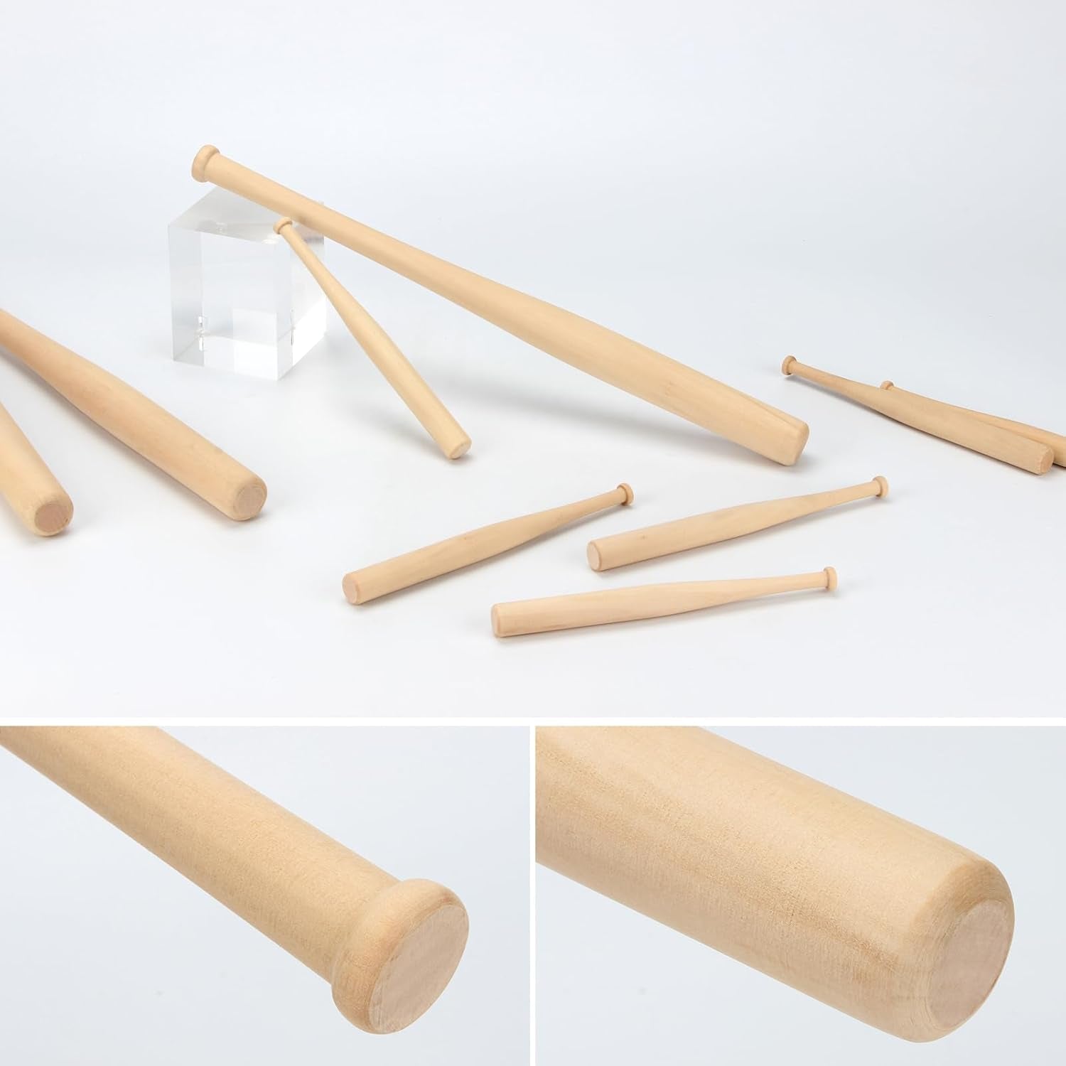 2 Pcs Wooden Baseball Bat, 18 Inch Unpainted Wood Baseball Bats, Wooden Baseball Bat Craft Unfinished Wood Unpainted Mini Baseball Bat for DIY Painting Sports Party Favors Craft