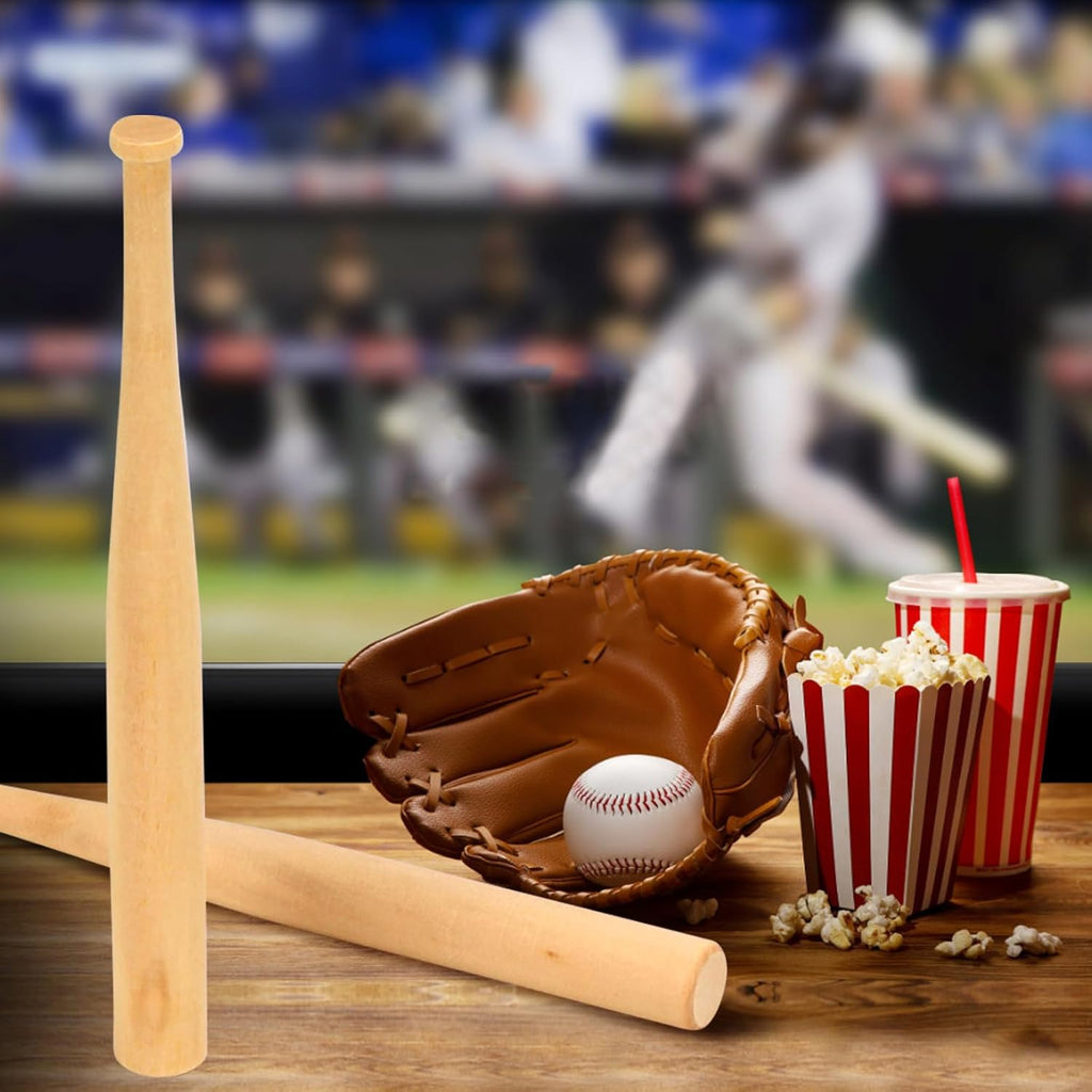 2 Pcs Wooden Baseball Bat, 18 Inch Unpainted Wood Baseball Bats, Wooden Baseball Bat Craft Unfinished Wood Unpainted Mini Baseball Bat for DIY Painting Sports Party Favors Craft