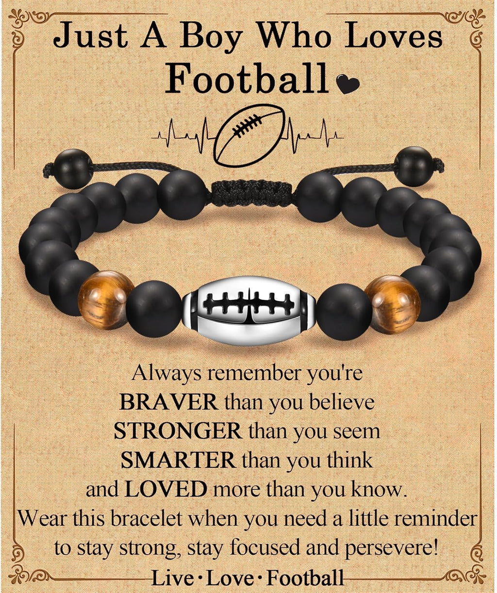 Soccer Football Basketball Baseball Hockey Bracelet Gifts for Boys Players Team Lovers Son Grandson Brother Nephew Friend as Birthday/Valentines Day/Graduation/Back to School/Christmas Gifts