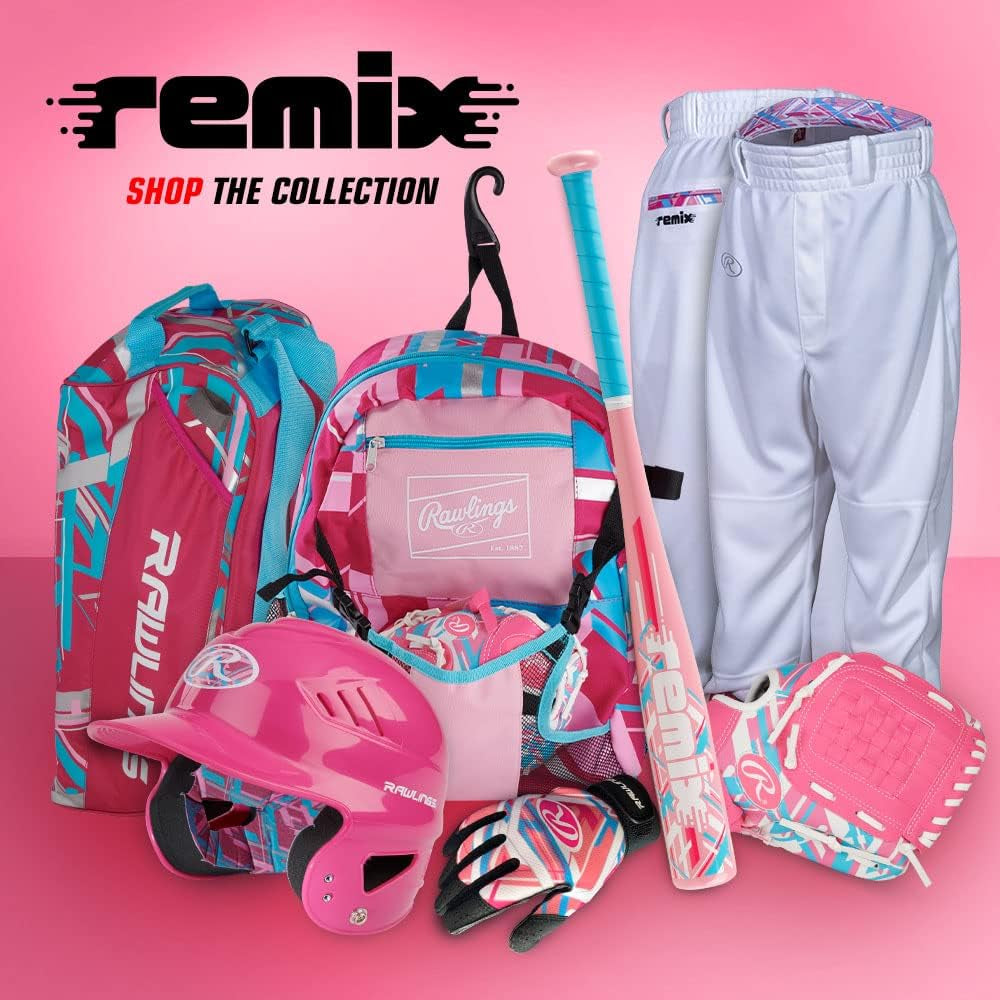 Rawlings | REMIX Backpack Equipment Bag | T-Ball & Youth Baseball / Softball | Pink