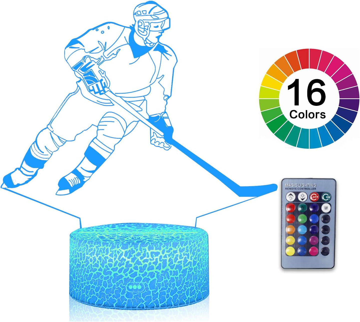 Teenager Chrismas Gifts Xmas Gift 3D Illusion Hockey Night Light Lamp 16 Color Changing Smart Touch&Remote Control Birthday Gift for Boys and Girls Hockey Lover