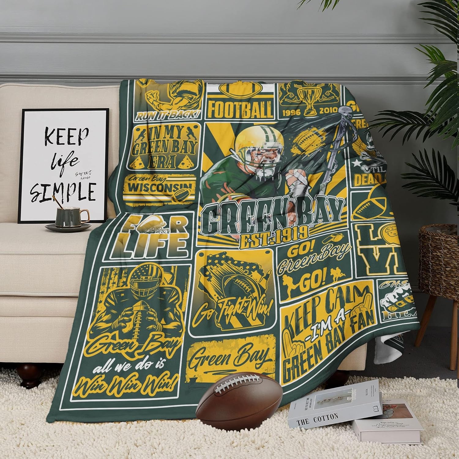 Football Blanket Fan Gifts for Men Women Sport Throw Blanket Football Style Merch Gear 60"X50" Cozy Sofa Bed.