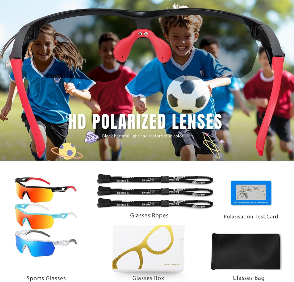 Kids Sunglasses Youth Baseball Sunglasses for Boys Girls 3-12 Polarized Softball Sports Goggles UV Protection