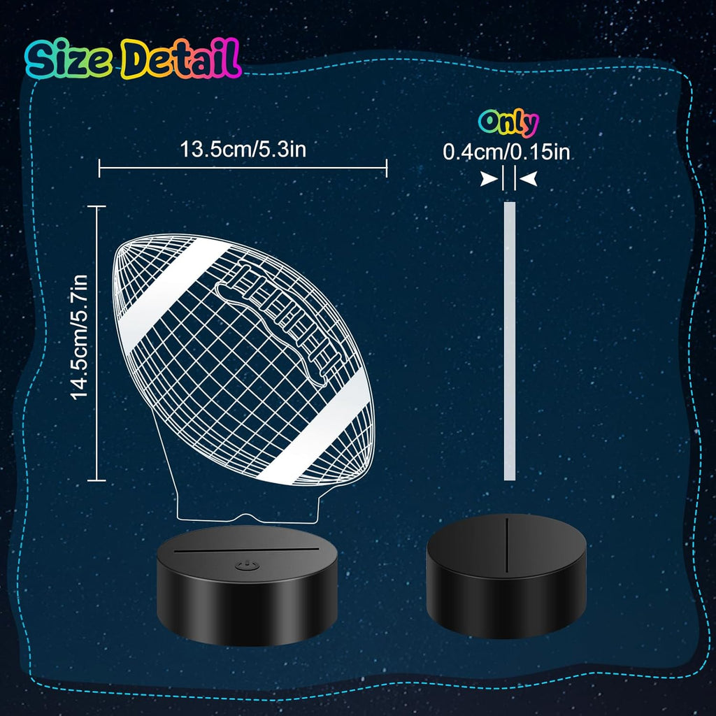 Football Gifts for Teens Boys Girls, Rugby 3D Illusion Night Light Room Decor, 6 7 8 9 10 11 12 13 Year Old Boy Gifts for Christmas Birthday Easter Sports Fan Presents