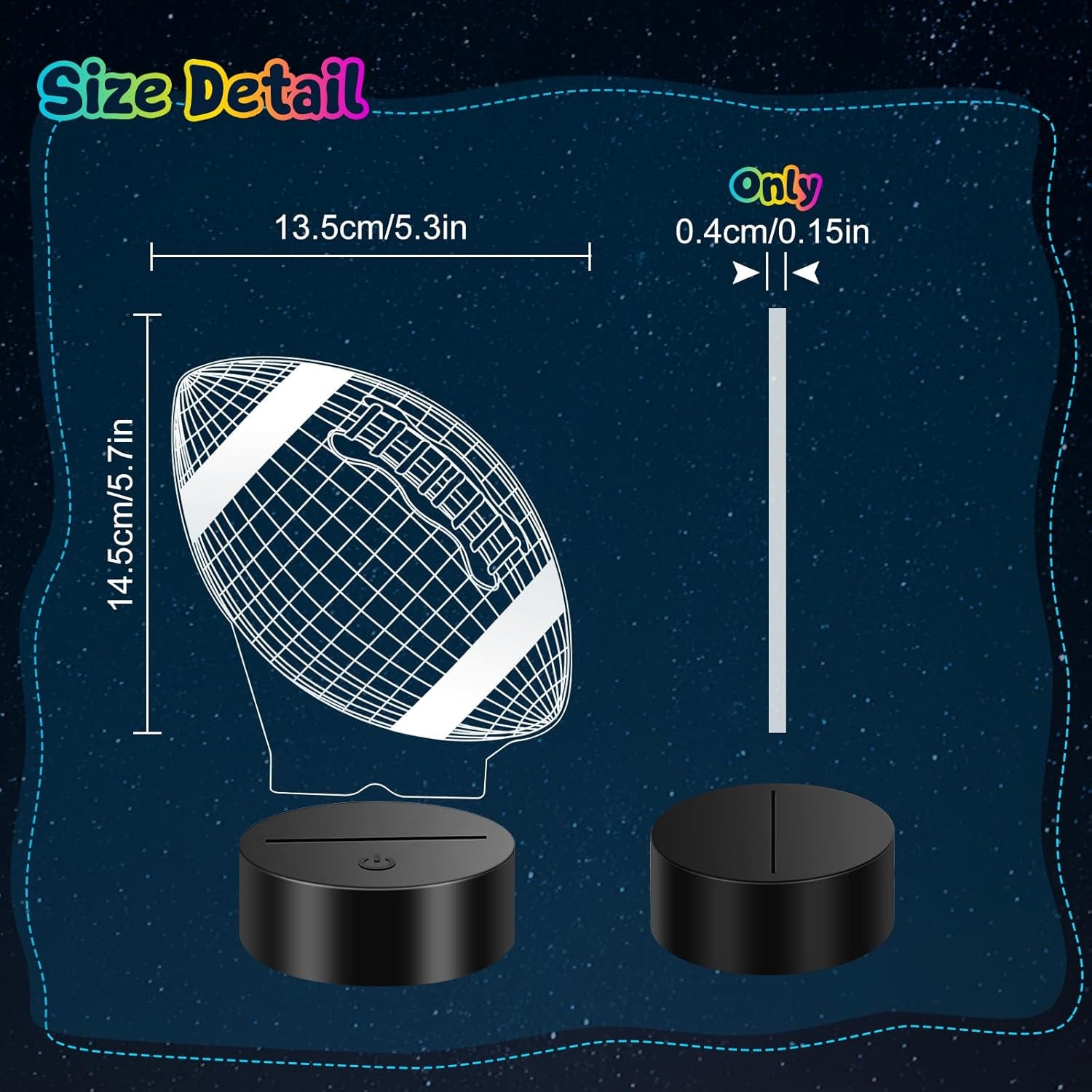 Football Gifts for Teens Boys Girls, Rugby 3D Illusion Night Light Room Decor, 6 7 8 9 10 11 12 13 Year Old Boy Gifts for Christmas Birthday Easter Sports Fan Presents
