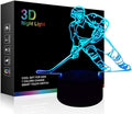 Hockey Night Light - 3D Player Lamp with 7 Color Changing LED for Kids' Rooms - Touch Control Desk Lamp for Hockey Fans