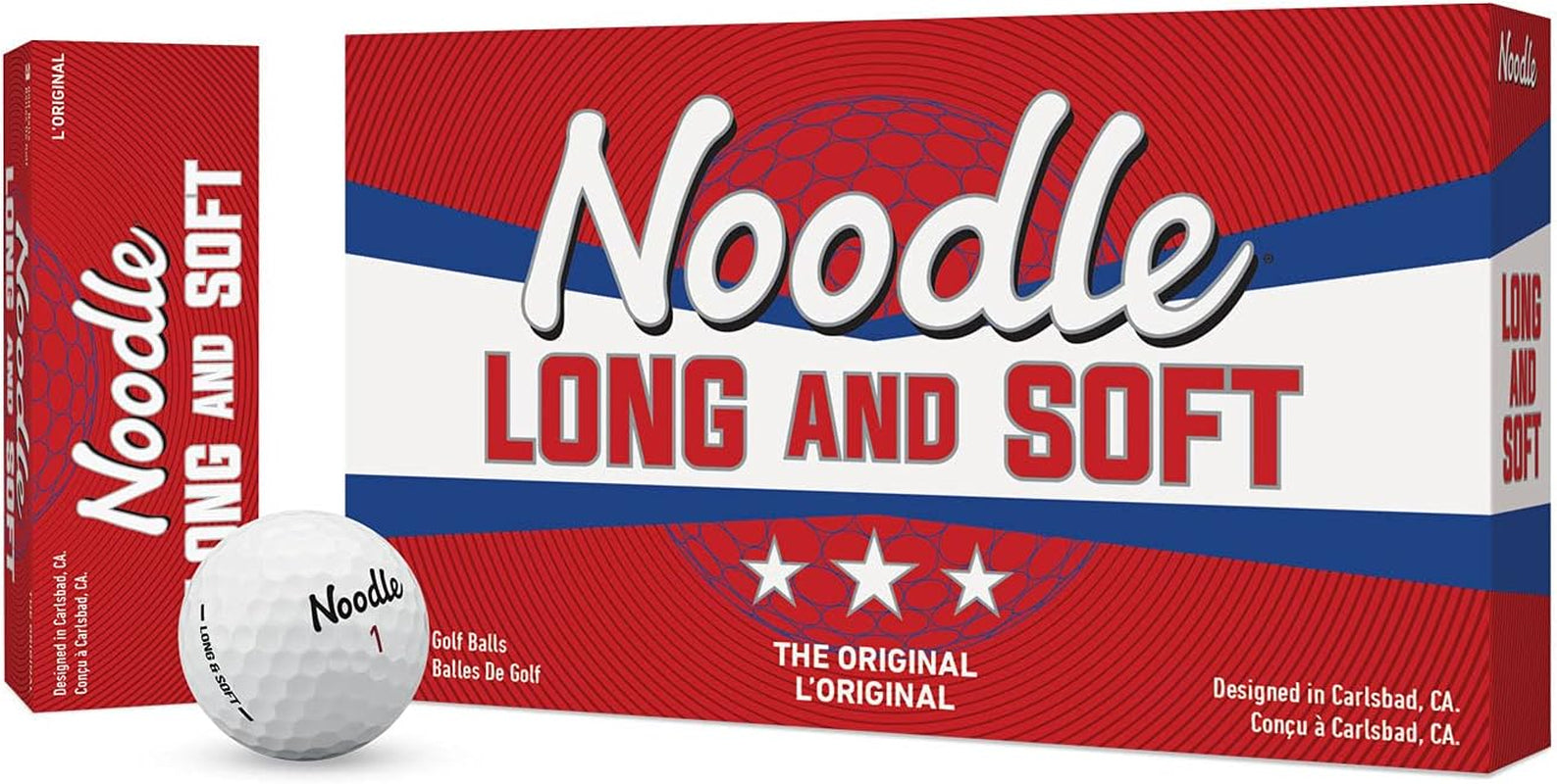 Noodle Long & Soft Golf Balls, Ultra-Soft 34 Compression Core, Great Feel and Increased Spin, Patented Dimple Design for Straighter Flight
