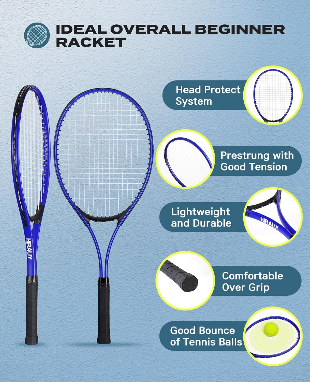 Tennis Rackets 2 Pack for Adults Beginners - 27 Inch Lightweight Aluminum Tennis Racquet Set with 3 Balls & Carry Bag - Vibration Dampening & Large Sweet Spot for Men Women Couples