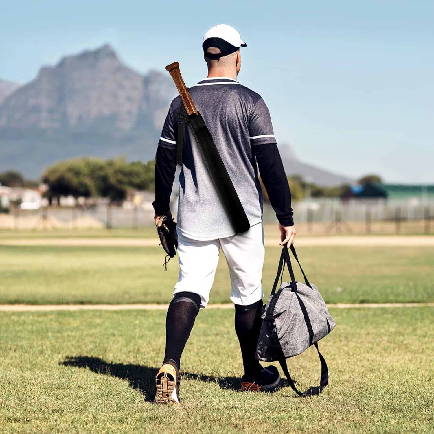 6 Pcs Baseball Bat Sleeve, Softball Bat Warmer Bat Protector, Lightweight Bat Cover with Hook and Magic Sticker for Sport, Black Baseball Accessories Great for Storing and Protecting