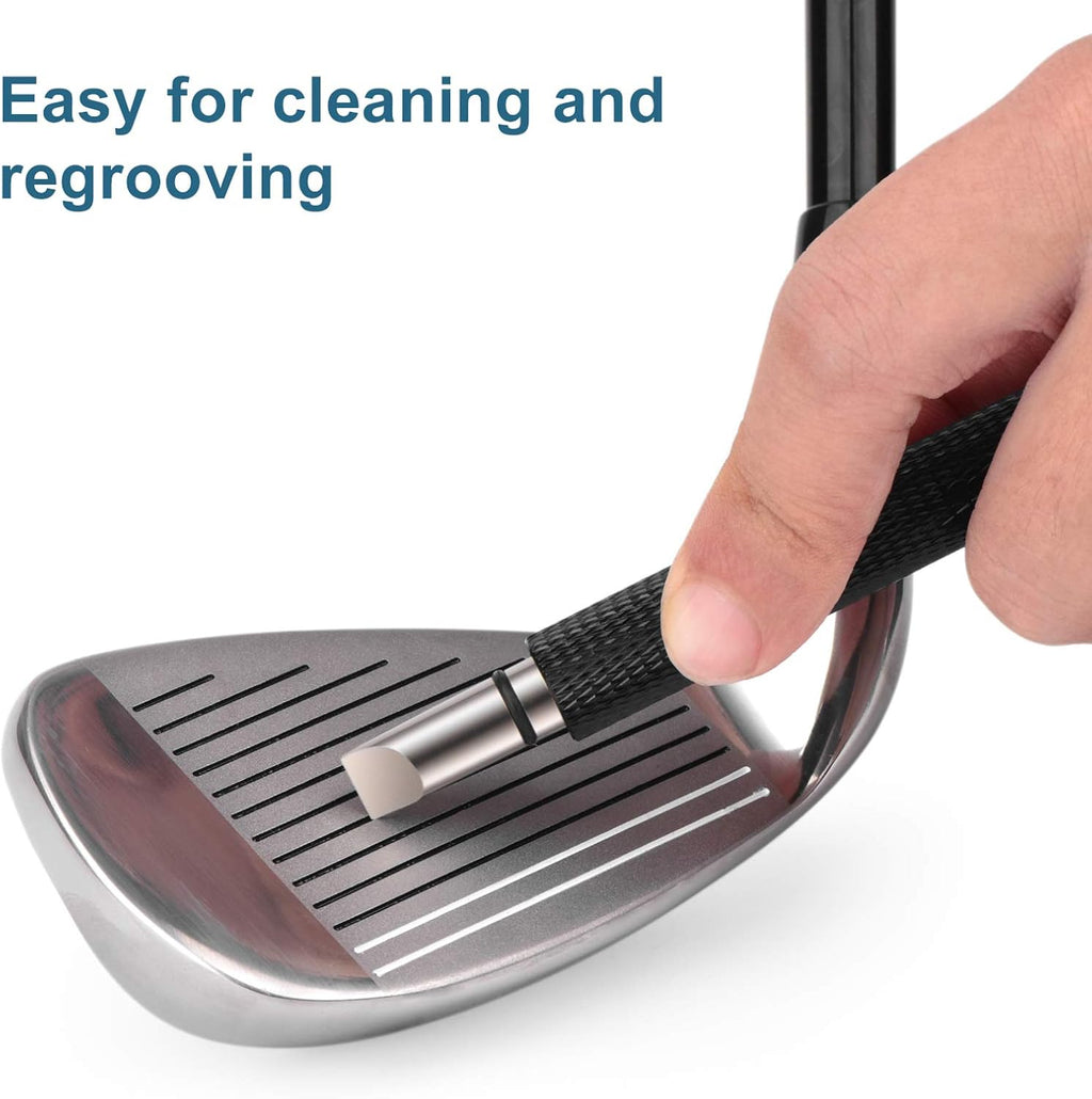Golf Club Groove Sharpener, Re-Grooving Tool and Cleaner for Wedges & Irons - Generate Optimal Backspin - Suitable for U & V-Grooves