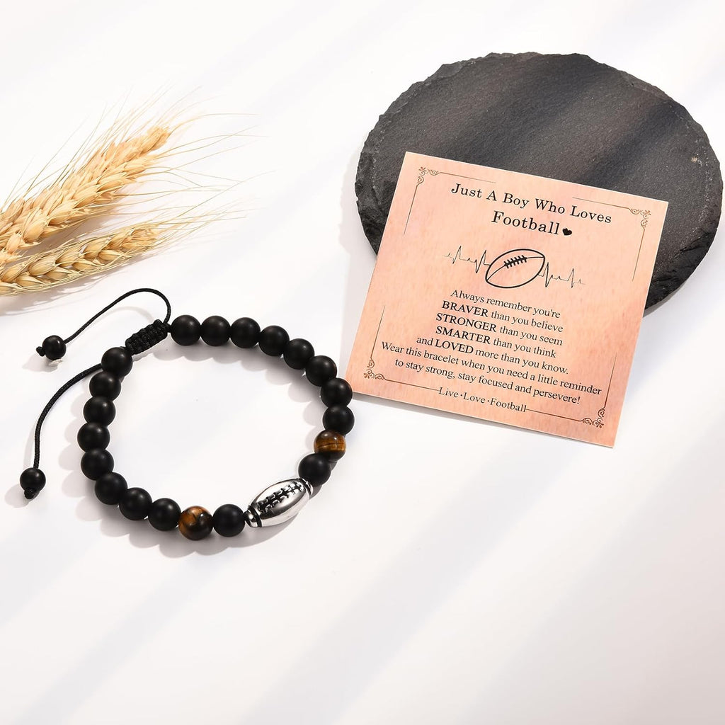 Soccer Football Basketball Baseball Hockey Bracelet Gifts for Boys Players Team Lovers Son Grandson Brother Nephew Friend as Birthday/Valentines Day/Graduation/Back to School/Christmas Gifts