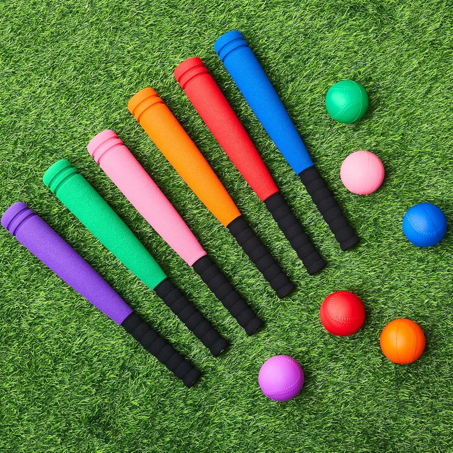 6 Set Foam Baseball Bat Set Including 6 Bats and 6 PE Equipment for Elementary School Foam Baseball Bat for Safety Play