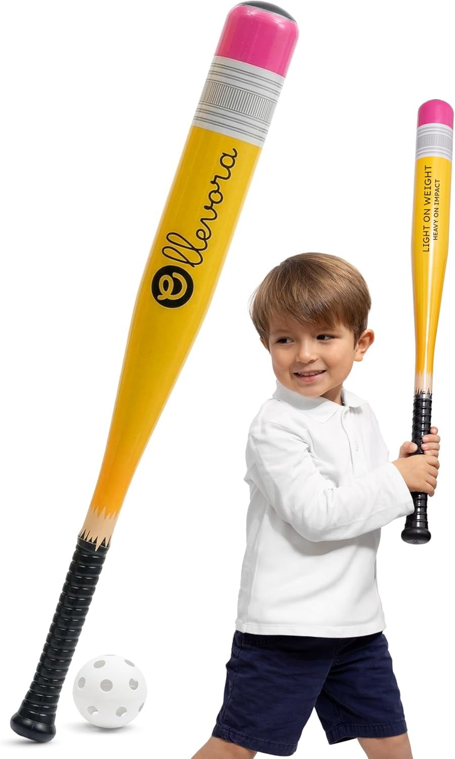 Pencil Bat - Plastic Youth Baseball Bat and Ball Set - Reinforced Durable Barrel ~29" - Backyard Baseball Games Gift - Balanced Weight - Easy to Swing