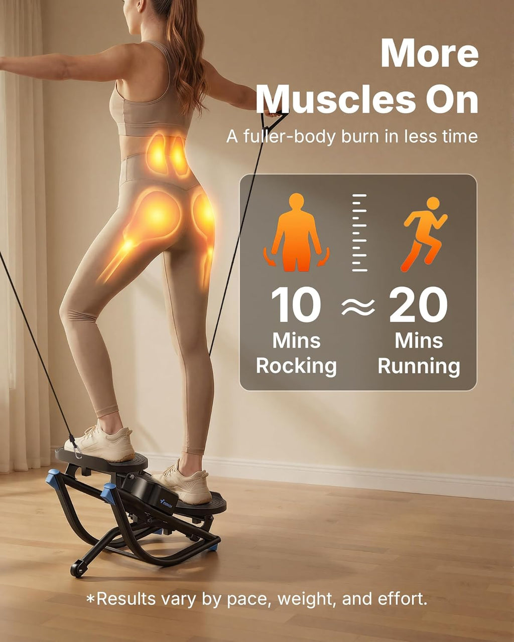 Rocking Steppers for Exercise at Home, 3D Motion Stair Stepper with Resistance Bands for Full Body Workout & Low-Impact Balance Board, 330 LBS Loading Capacity Exercise Equipment