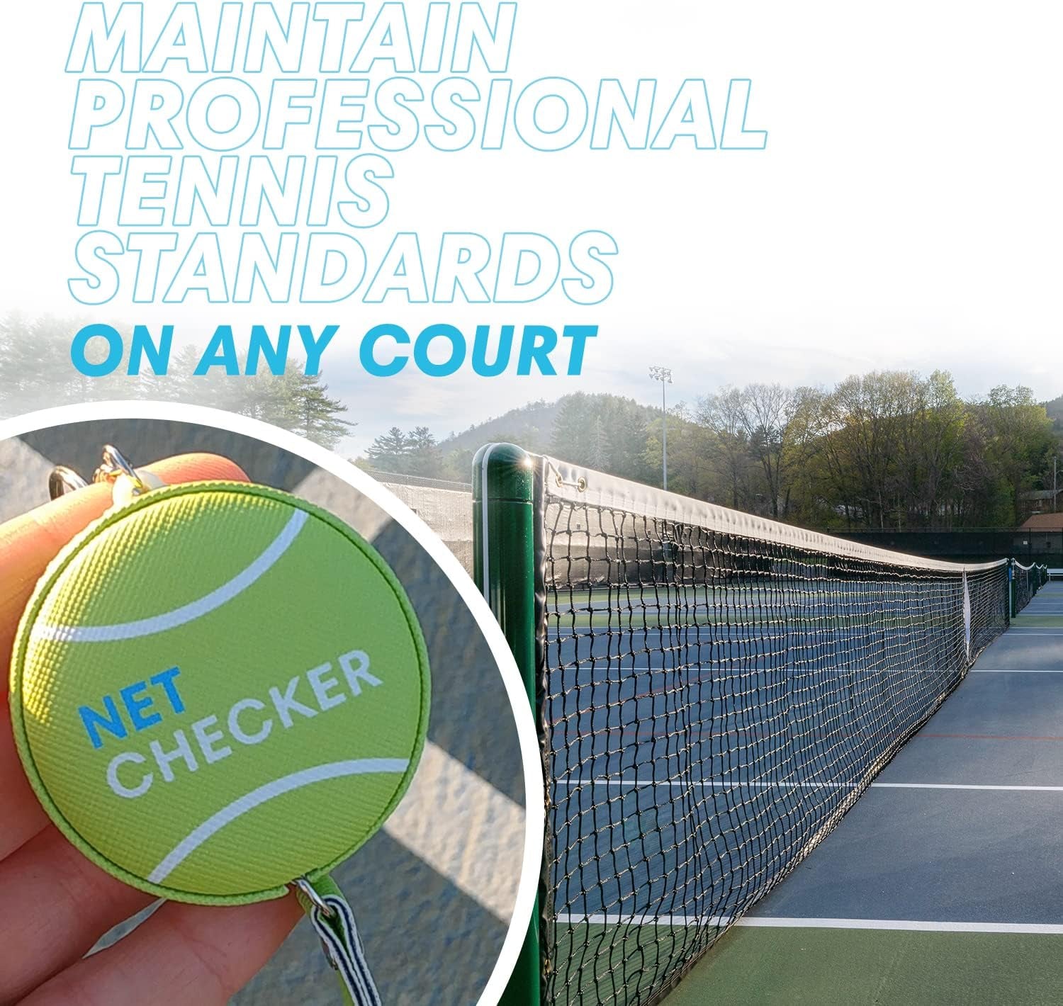 Net Checker Tennis Net Height Measuring Tape and Keyring