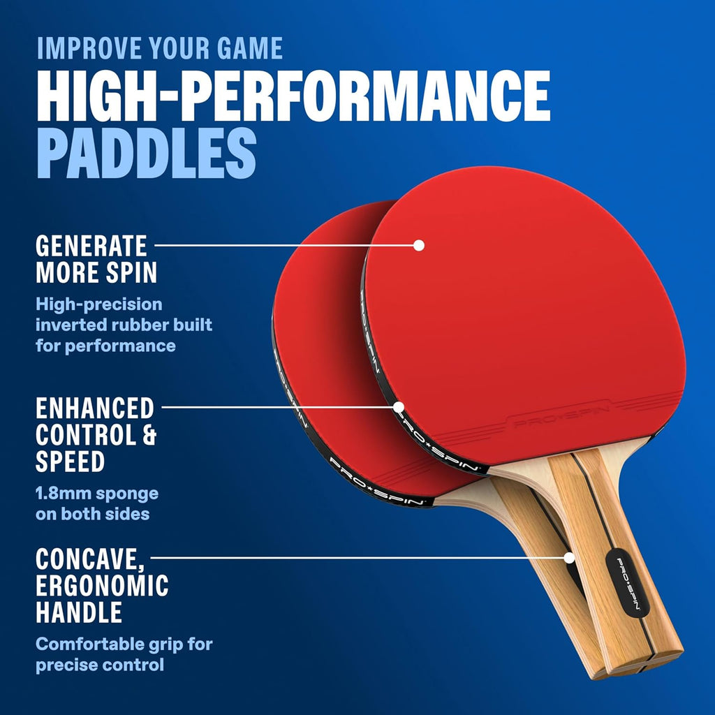 Portable Ping Pong Set with Retractable Ping Pong Net for Any Table, All-In-One Table Tennis Set with Ping Pong Paddles, Balls & Case, Table Top Family Game