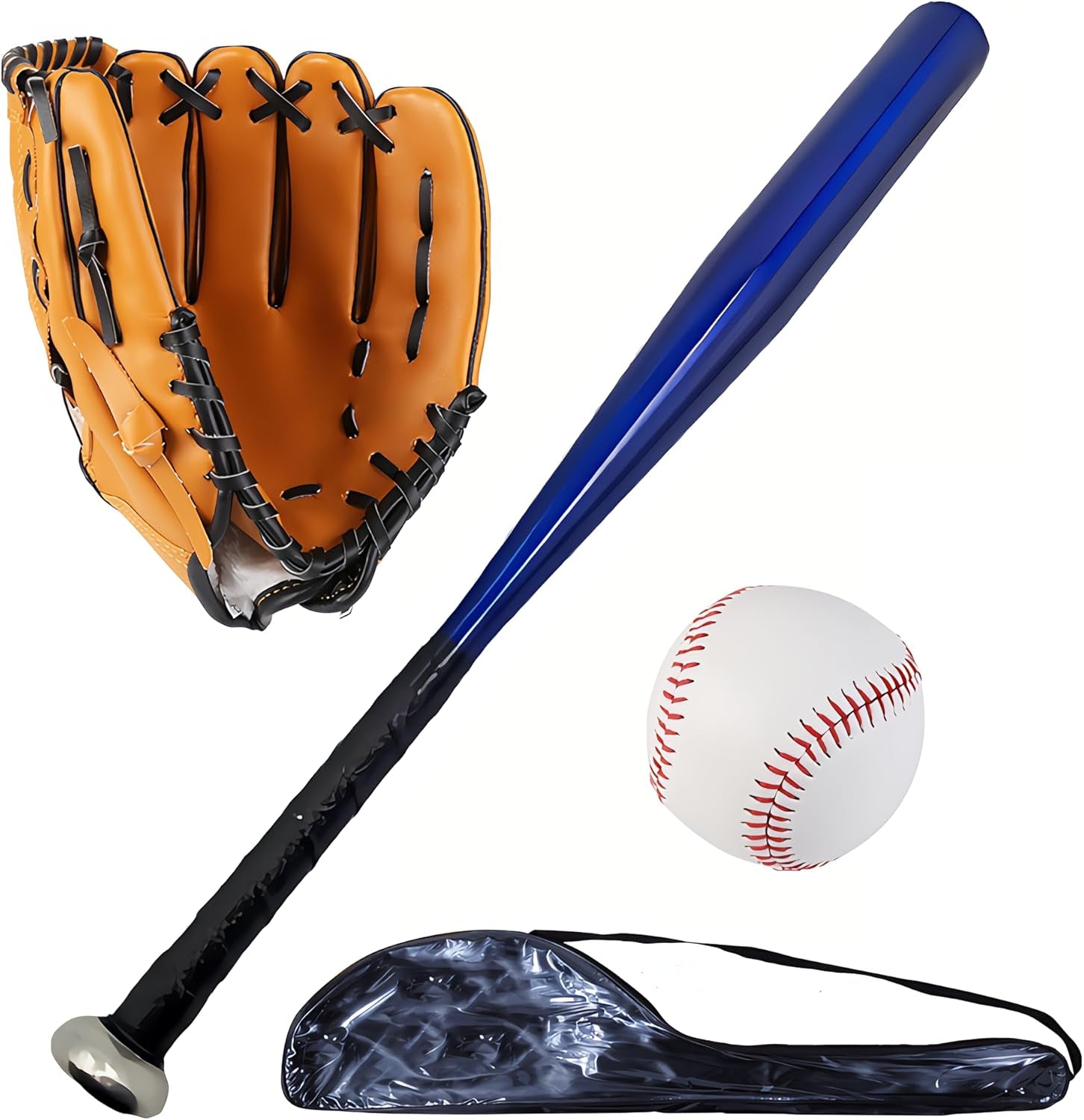 Softball Baseball Bat Set with Glove and Balls - 25 Inch/63Cm Aluminum Bat for Pickup Games and Batting Practice