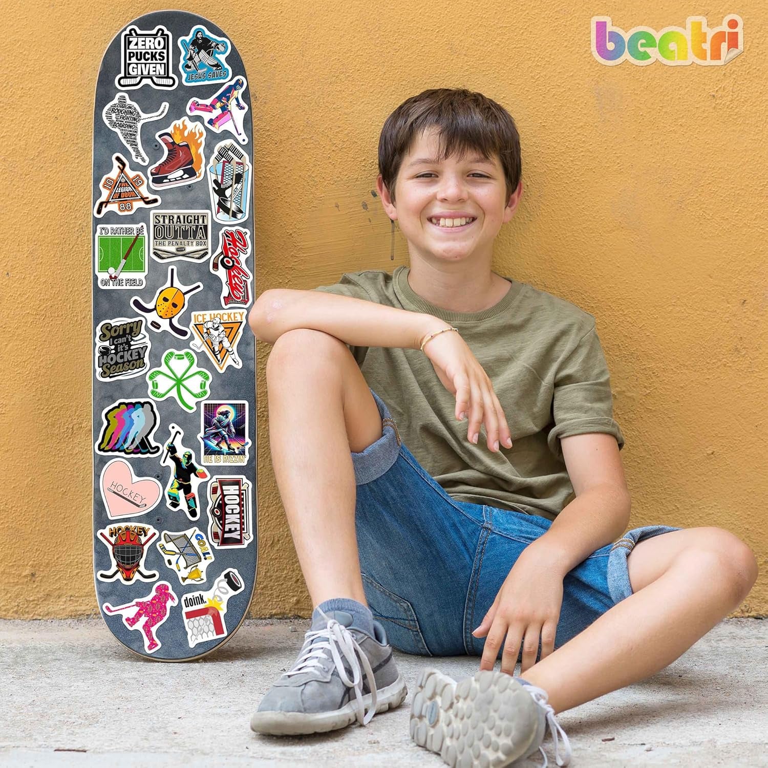 Ice Hockey Stickers 50Pcs Waterproof Vinyl Decor & Party Favors for Laptop, Water Bottle, Skateboard & Travel Gear | Non-Repeating Decals, High-Definition Print
