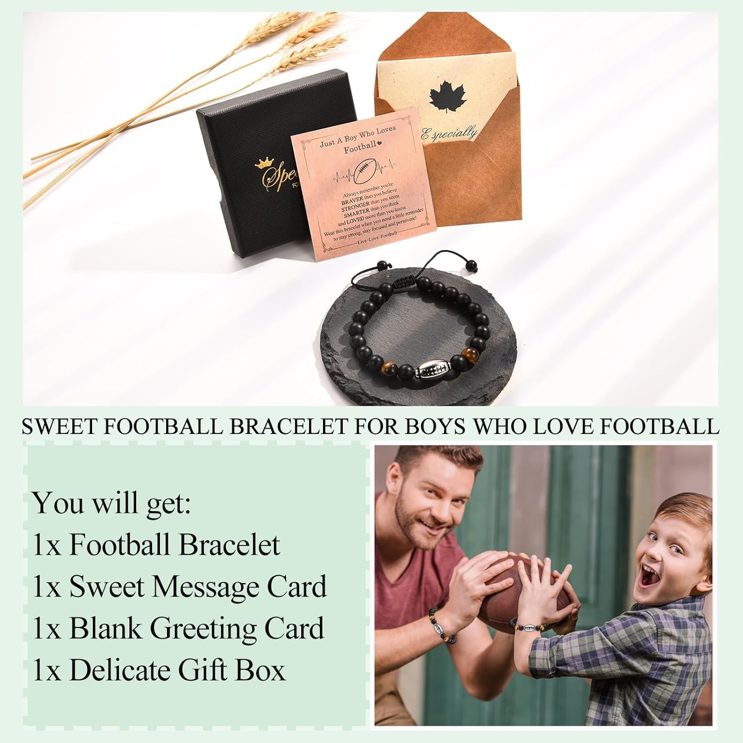 Soccer Football Basketball Baseball Hockey Bracelet Gifts for Boys Players Team Lovers Son Grandson Brother Nephew Friend as Birthday/Valentines Day/Graduation/Back to School/Christmas Gifts