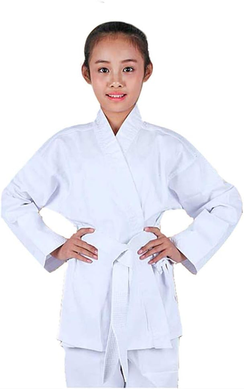 Karate Uniform for Kids and Adult, Lightweight Karate Gi Student Uniform with Belt for Martial Arts Training - White