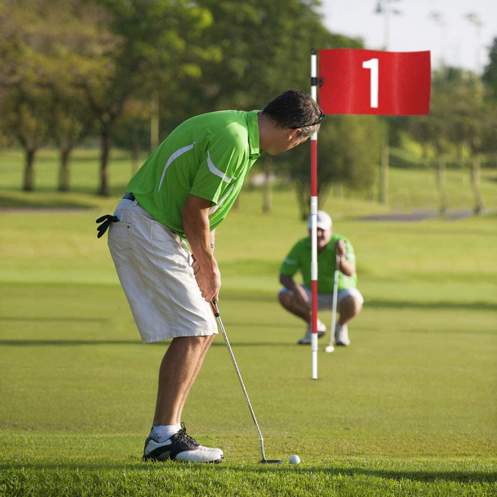 Golf Flagstick 6Ft Golf Flag and Cup for Yard Pro Detachable Golf Hole Cup and Flag for Driving Range Backyard Upgrade Anti-Rust Glass Fiber 5-Section Design with Connectors