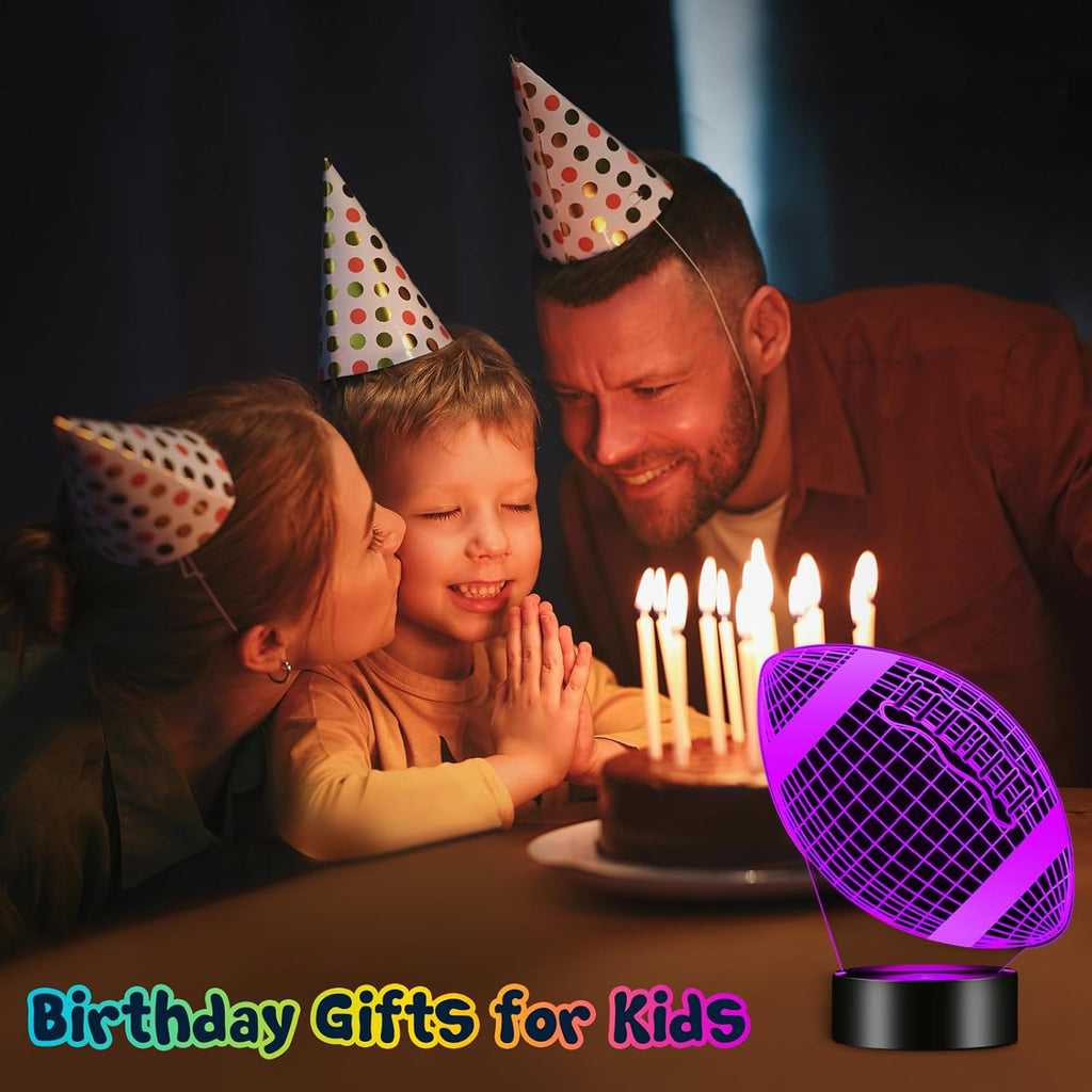 Football Gifts for Teens Boys Girls, Rugby 3D Illusion Night Light Room Decor, 6 7 8 9 10 11 12 13 Year Old Boy Gifts for Christmas Birthday Easter Sports Fan Presents