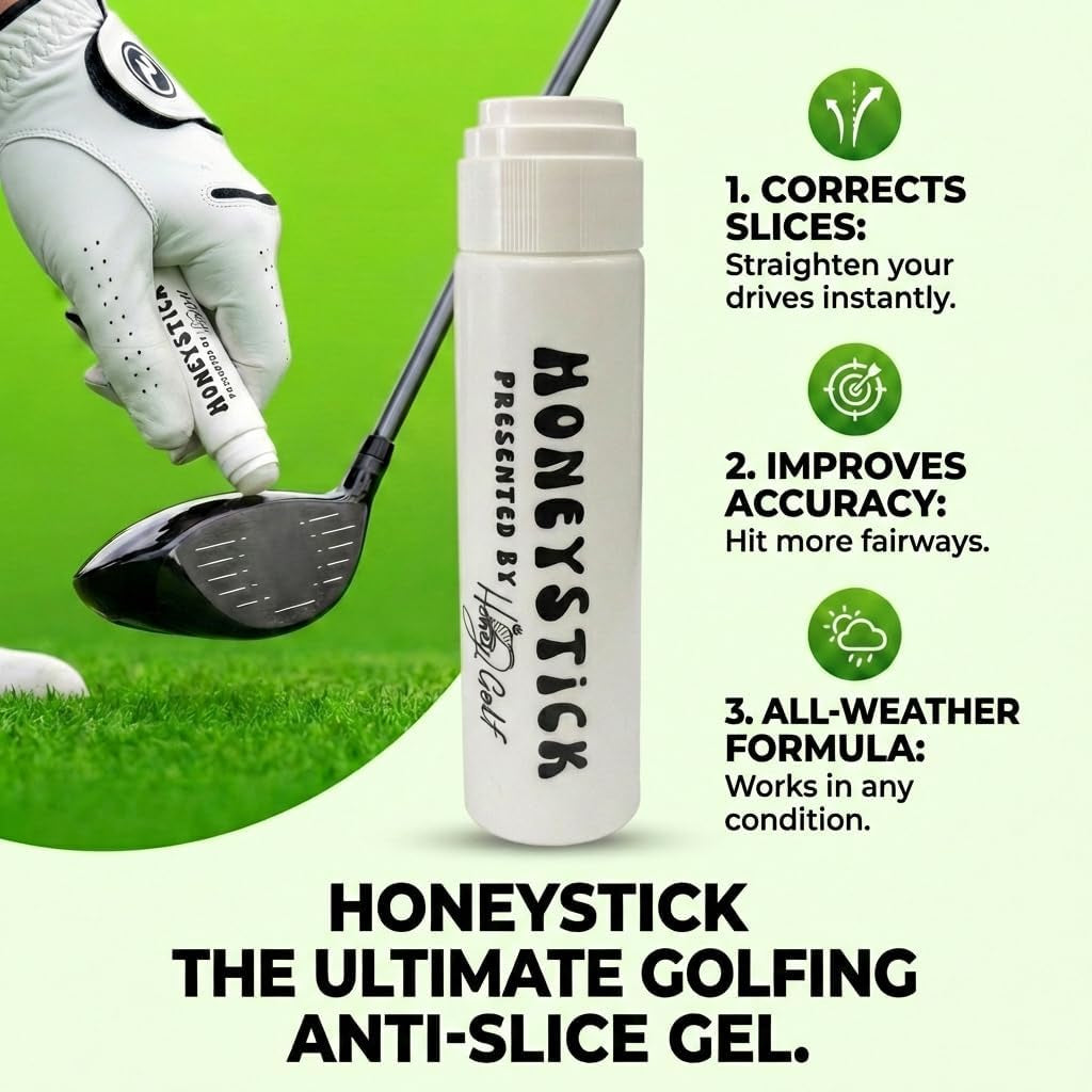 Honeystick anti Slice Gel for Golf Clubs - Anti-Hook Spin Reducer for Driver, Woods, Hybrids, Irons - Golf Accessories for Men - Golfers Must Haves & Essentials