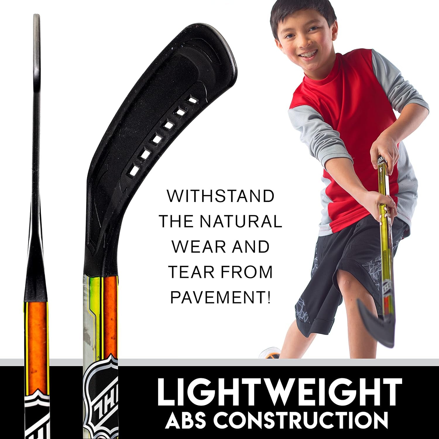 Franklin Sports NHL Kids Street Hockey Stick Set - Includes (2) Youth Street Hockey Sticks + (1) Outdoor Roller Hockey Ball - Perfect Hockey Starter Set for Kids