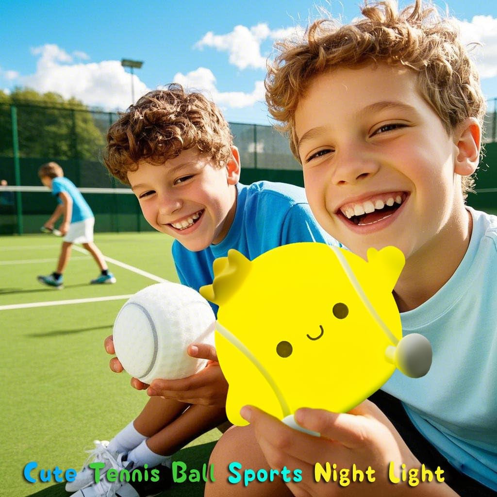 Tennis Night Light,Led Squishy Novelty Night Lamp,2 Levels Dimmable Nursery Bedroom Nightlight for Kids, Rechargeable Touch Lamp Decor,Baby Boys Girls Gifts
