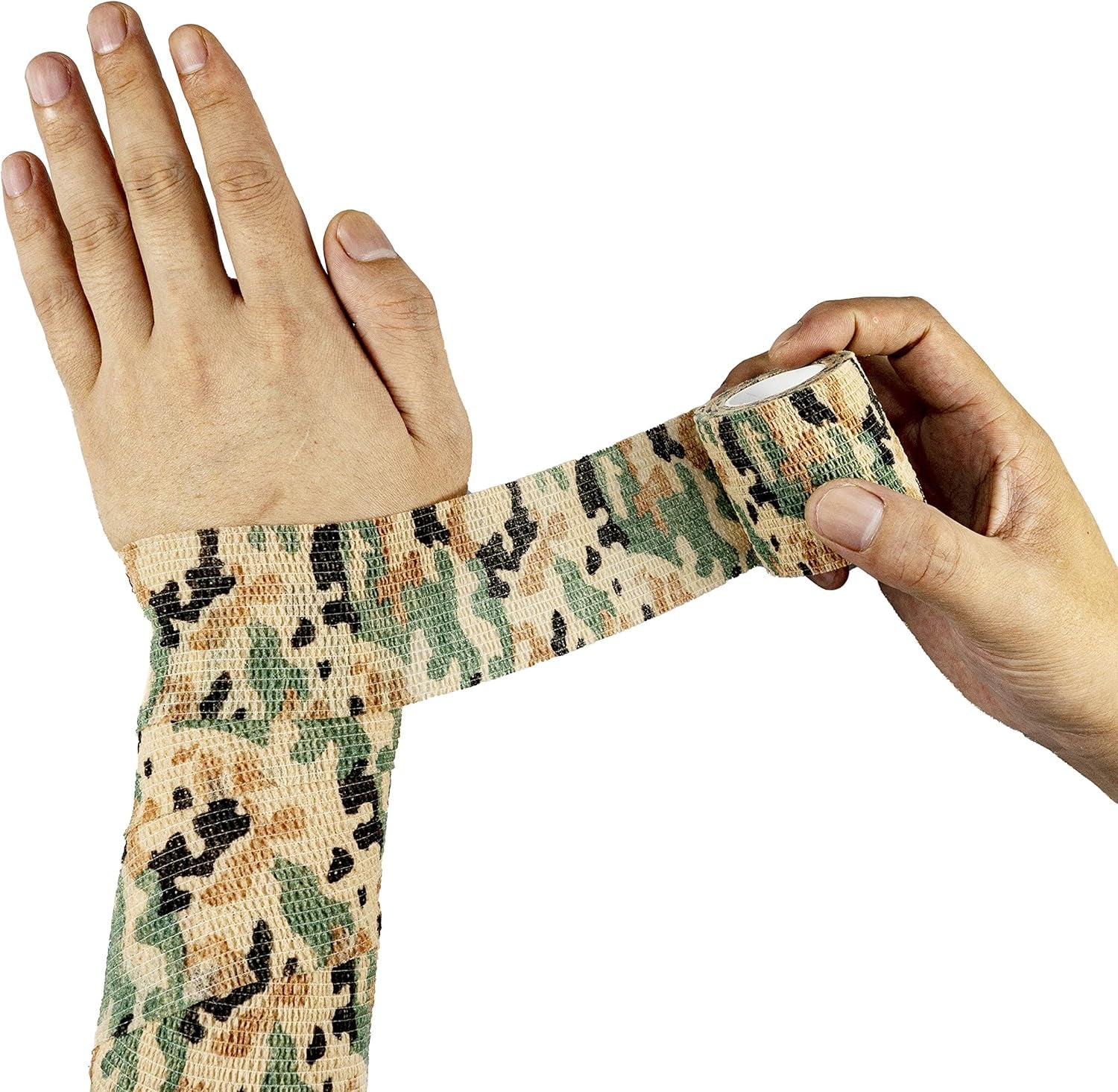 9 Rolls Self Adhesive Wrap Athletic Tape Gauze, Breathable Elastic Cohesive Bandage for Sports Injury & Pet (7 Pcs 2" X 5 Yards + 2 Pcs 1" X 5 Yards) (German Woodland Camo)