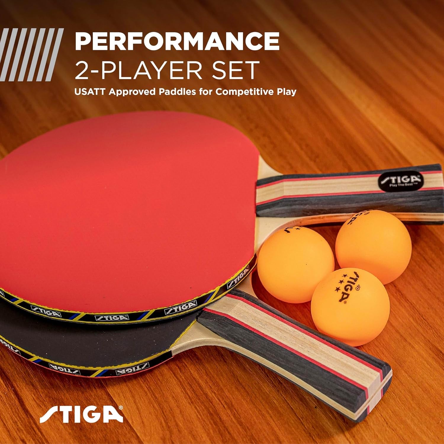 Performance 2 or 4 Player Table Tennis Set – USATT Approved Rackets and 3-Star Balls – 5-Ply Blade & Flared Handle – Perfect for Skill Development