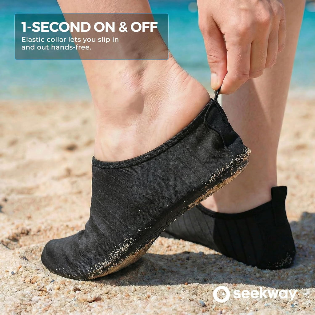 Water Shoes Women Men Adult Quick-Dry Aqua Socks Barefoot Non Slip for Beach Swim River Pool Lake Surf Black SK002(U)