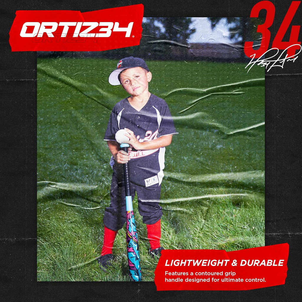 Bat & Ball Set - Graffiti Plastic Bat & Ball Homerun Set- David Ortiz Backyard Baseball Set for Youth, Kids, Teenagers, Adults (Bat & Ball Set, Blue)