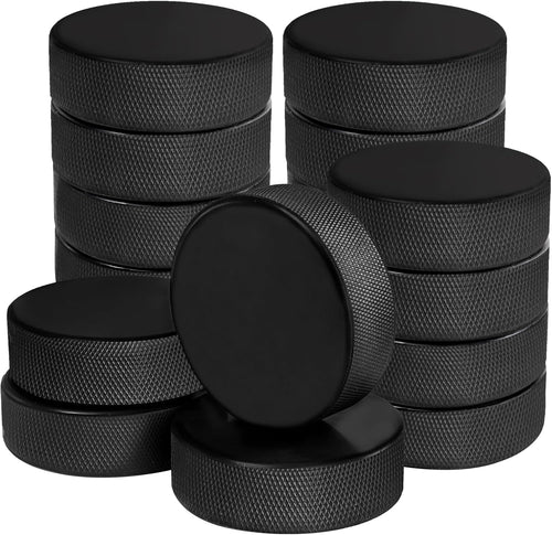 18 Pack Ice Hockey Pucks with 3 Reusable Mesh Bag, Official Regulation, Diameter 3", Thickness 1", 6Oz, Black