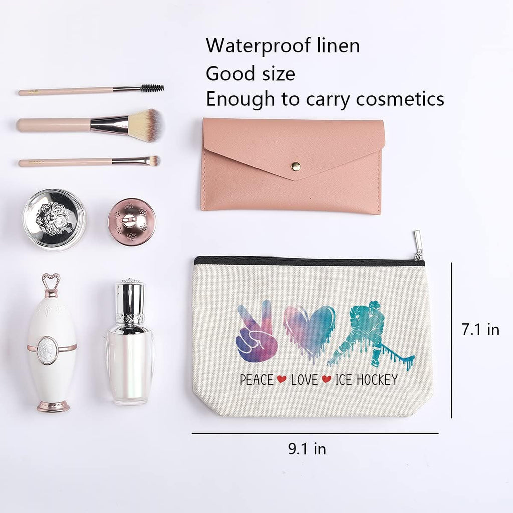 Hockey Gifts Inspirational Gifts for Ice Hockey Lovers Team Players Makeup Bag Travel Pouch Christmas Birthday Gift for Women Athletics Coach Friend Sister