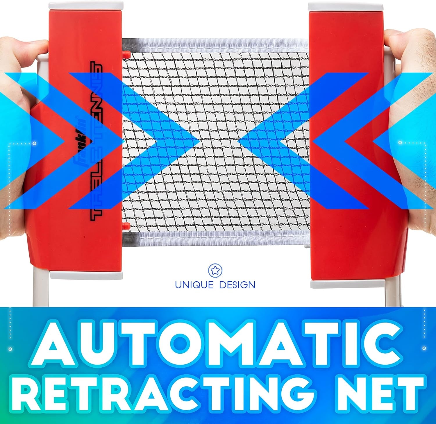 Franklin Sports Table Tennis to Go Portable Ping Pong Set - Table Top Ping Pong Net + (2) Paddles - Ping Pong Balls Included - 2 Players | Portable, Table Top, Ping Pong Net, (2) Paddles