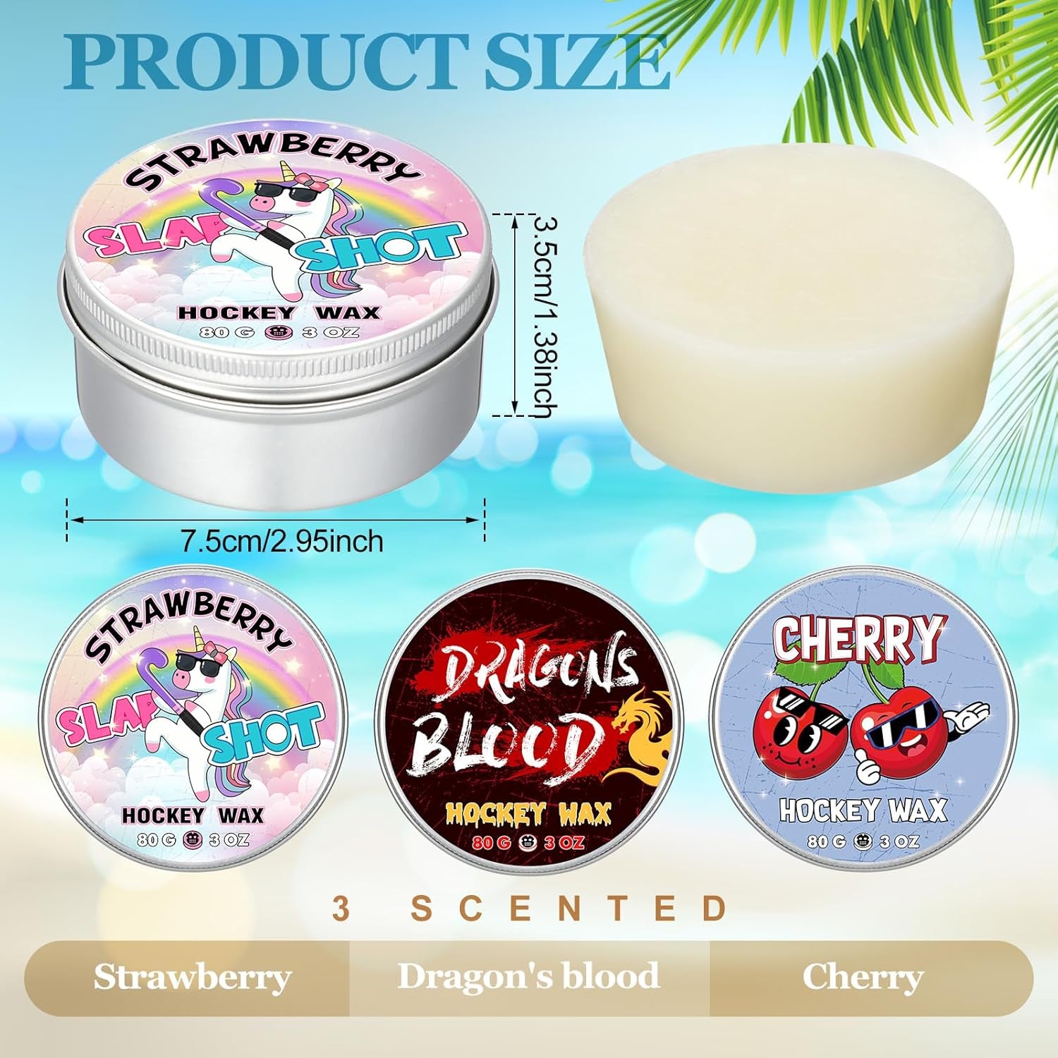 3 Pack Hockey Wax Scent Hockey Stick Wax Reusable Blade Wax for Hockey Players Maximum Grip Protection