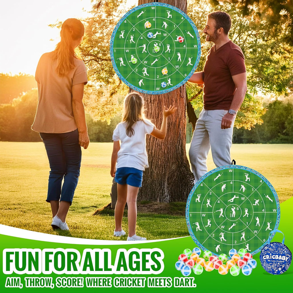 Cricket Dart Game, Double Sided, 29 Inches, 24 Sticky Balls, Birthday Gifts for Boys and Girls, Gift for Cricket Lover, Play Indoor/Outdoor, Fun Party Game, Portable Design, for Ages 3+