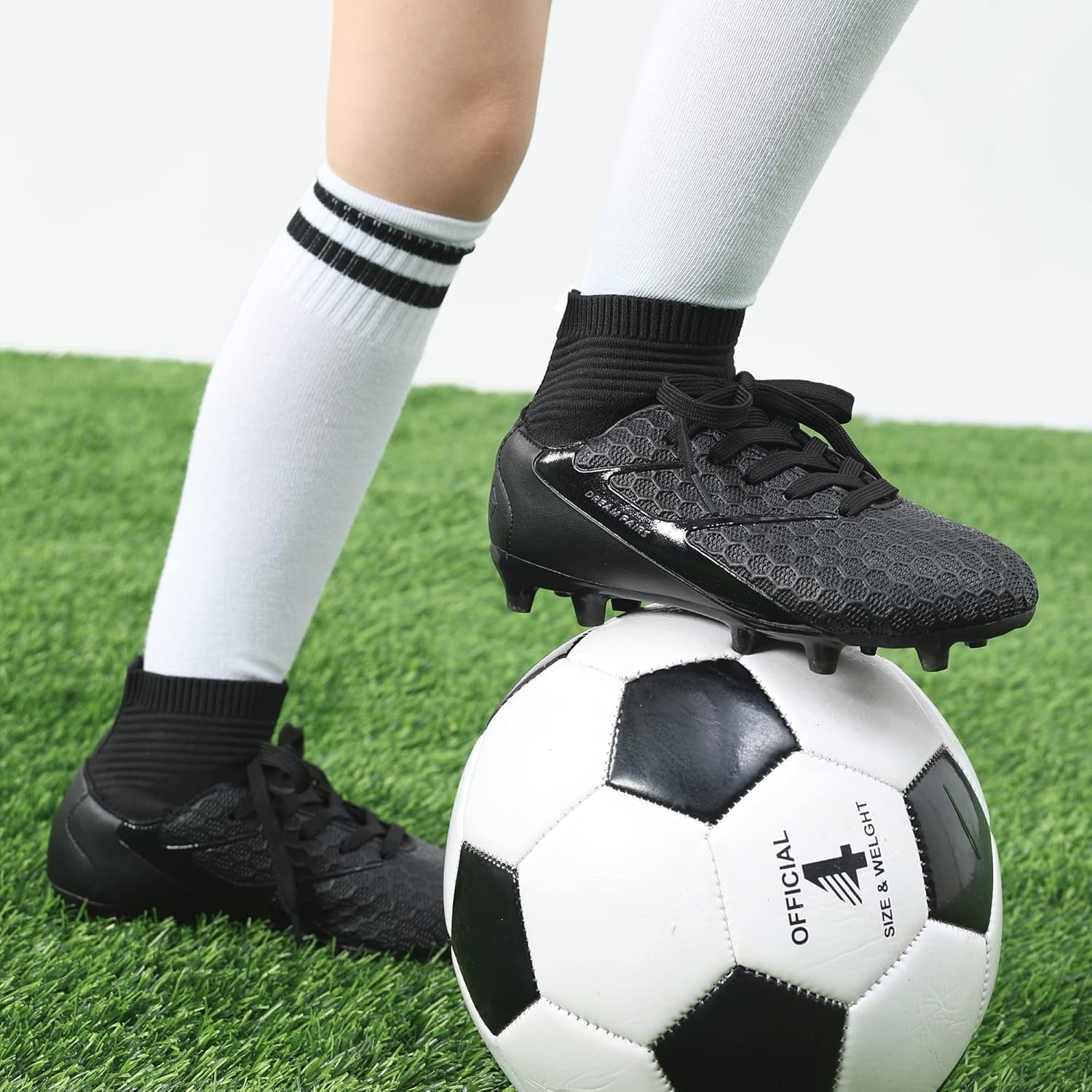 Boys Girls Soccer Cleats Youth Firm Groud Outdoor Sport Athletic High Top Football Shoes for Little/Big Kid