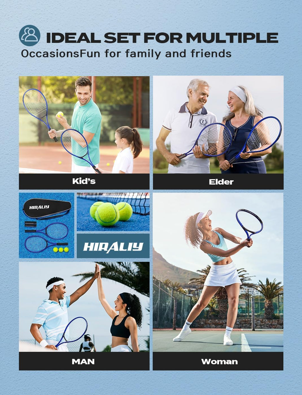 Tennis Rackets 2 Pack for Adults Beginners - 27 Inch Lightweight Aluminum Tennis Racquet Set with 3 Balls & Carry Bag - Vibration Dampening & Large Sweet Spot for Men Women Couples