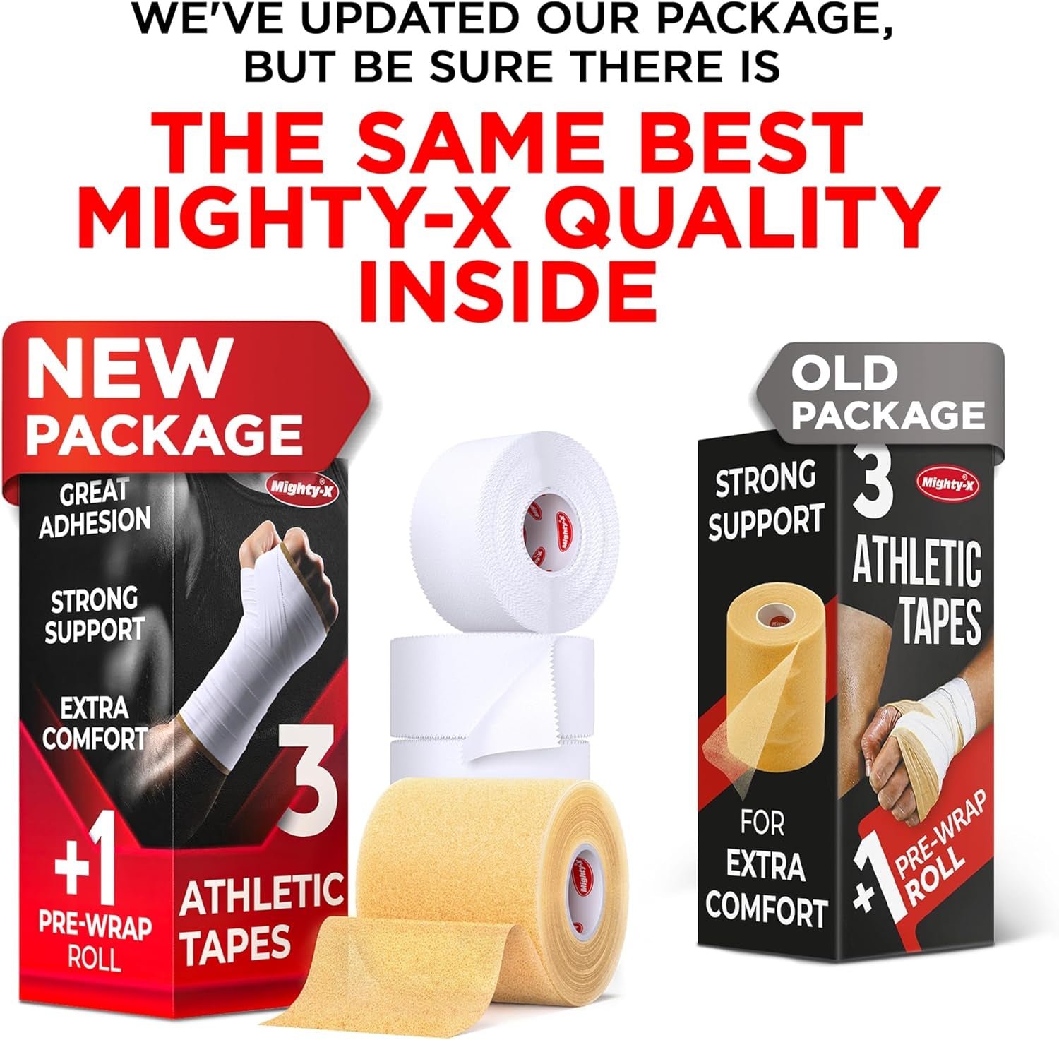 Premium White Athletic Tape for Injuries - 3 Pack with Pre-Wrap - Easy Tear & No Sticky Residue - Sports Zinc Oxide Tape - Ankle, Wrist, Fingers - Ideal for Soccer, Gymnastics, Boxing